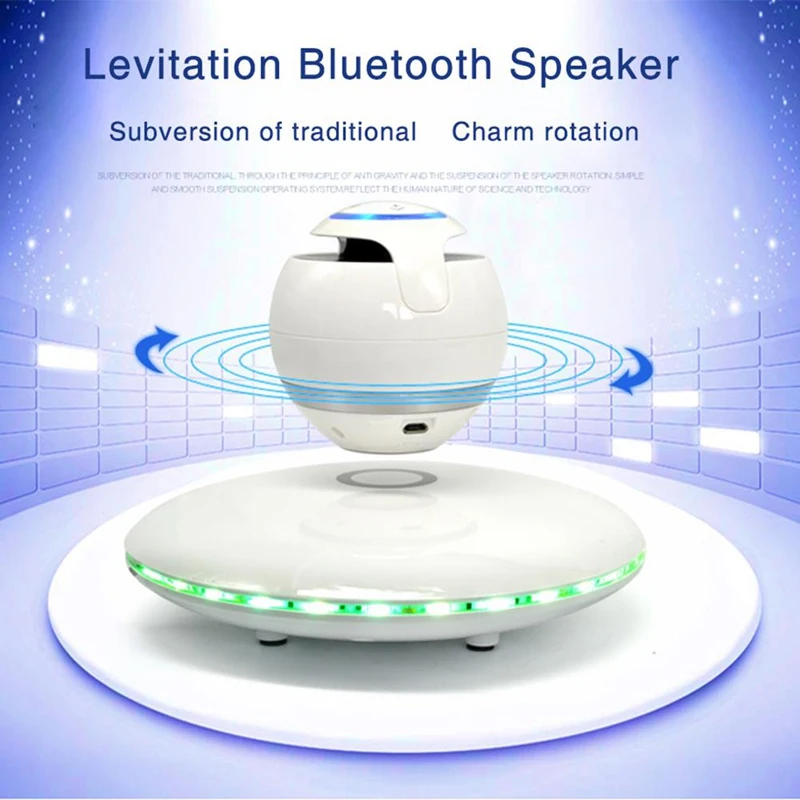 

Wireless Magnetic Levitation 3D Bluetooth Speaker Rotating With Colorful Led Support For Ios Android Phone Hands-Free Calls R20