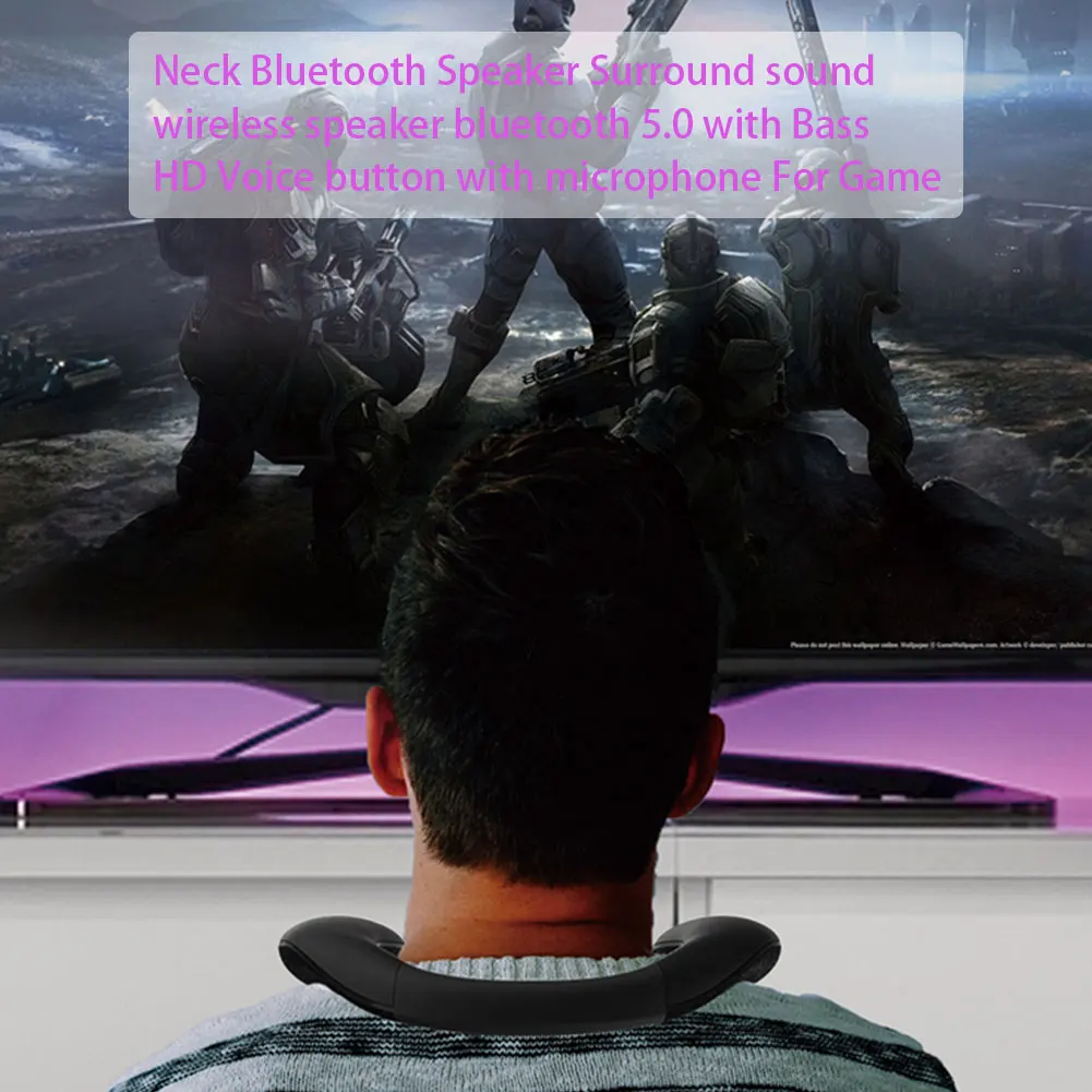 Neck Bluetooth Speaker Surround sound wireless speaker bluetooth 5.0 with Bass HD Voice button with microphone For Game Bluedio HS neck-mounted bluetooth speaker portable wireless speaker bass bluetooth 5.0 FM radio support SD card slot