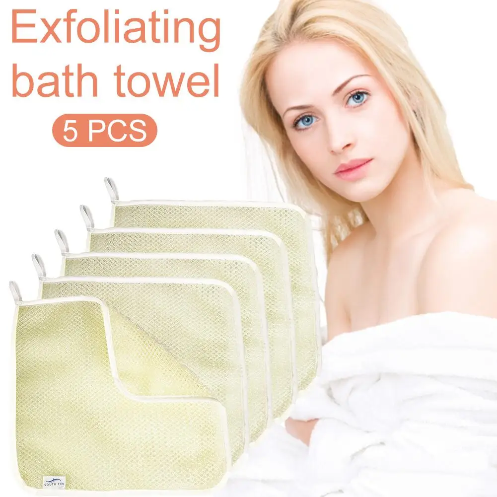 5PCS Body Care Bath Mud Peeling Exfoliating Bath Towel Makeup Remover Exfoliating Bath Towel Make Up Remover Cloth