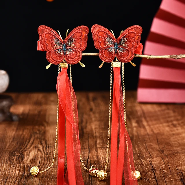 2 Pcs/Set Children Cute Pearl Hair Ball Bow Pendant Ornament Hair Clips Girls Lovely New Year Hairpin Kids Hair Accessories 19-2 Pcs