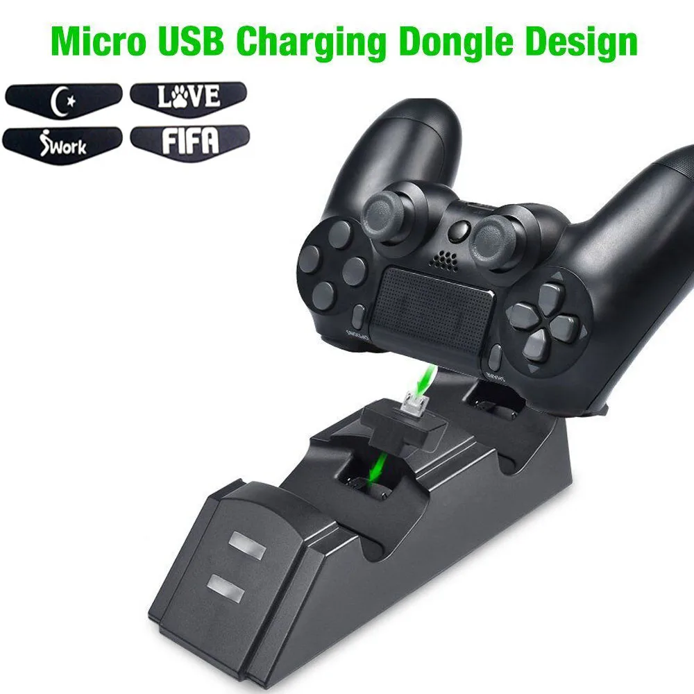 Dual USB светодио дный индикатор контроллера зарядная станция станции Стенд Зарядное устройство с микро Зарядка через usb ПРОГРАММАТОРЫ для PS4