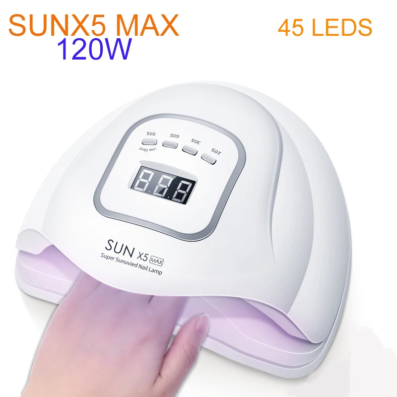 SUNX5 MAX 120 Вт Светодиодная УФ-лампа для ногтей с 45 светодиодный s для всех гелей-лаков, светильник от солнца, лампа для маникюра, Сушилка для ногтей, сушка, умный ЖК-дисплей