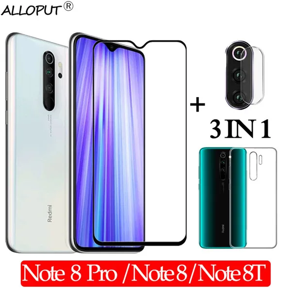 360 чехол+ стекло для камеры для Xiaomi Redmi Note 8 Pro Note 8 T защитное стекло Redmi Note 8 T 8T glass note8 Pro Xiaomi Note 8 pro стекло редми нот 8 про ксиоми редми ноут 8 8t защитное стекло редми нот 8 про - Цвет: 3-IN-1 Case Glass