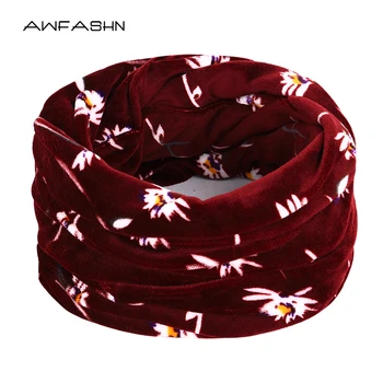 

2019 New Autumn Winter Ladies Print Scarf Women Fashion Velvet Fabric Ring Scarf Soft Comfortable Female Vintage Scarves Slouchy
