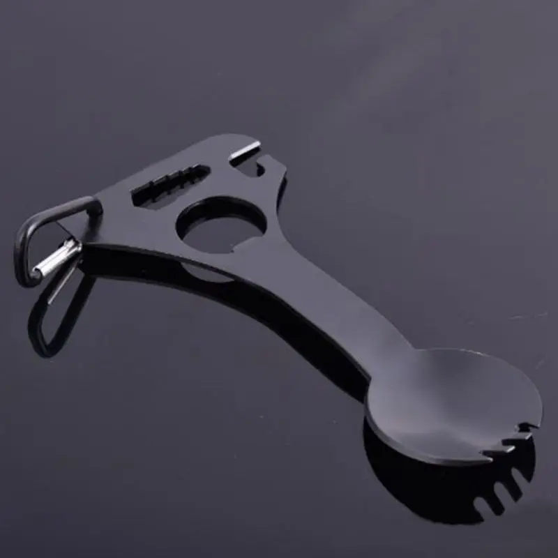 

Outdoor Camping Lightweight Equipment Multifunction Tableware Outdoor Stainless Steel Spoon With Hanging Buckle New