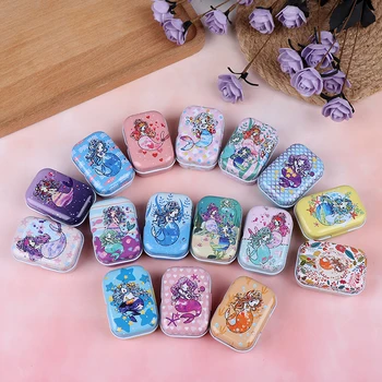 

1Pc Cartoon Mermaid Tin Box Pill Tablet Capsule Box Storage Moisture-proof Small Storage Boxes Random
