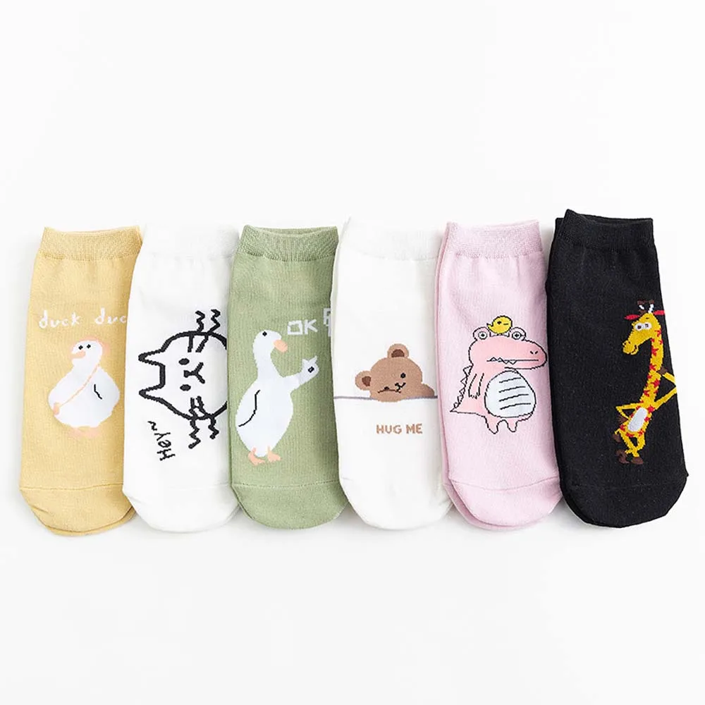 

Korea Style Female Socks Cartoon Animal Socks Casual Cotton Happy Funny Short Socks Personality Spring Summer Autumn Socks