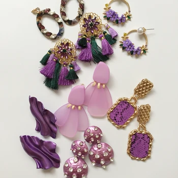 

Ztech Handmade Purple Earrings 2019 Women Trendy Baroque Hanging Earrings Big Statement Earrings Bridal Party Jewelry Gift