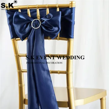 

15x275cm Satin Wedding Chair Sash Bow Tie Satin Ribbon Chair Bands for Wedding Decoration Hotel Party Supplies