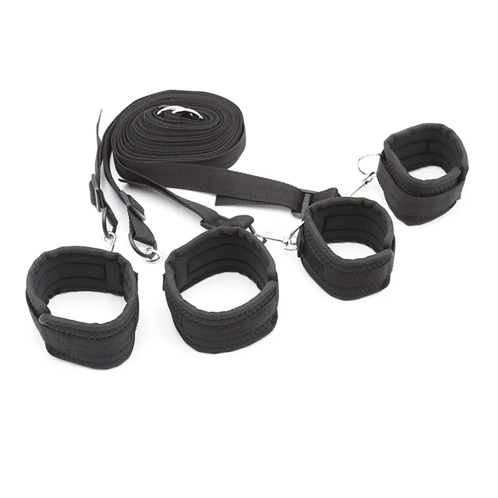  Handcuffs for Sexy Lingerie BDSM Under Bed Handcuffs Restraint Open Leg Ankle Cuffs Bondage Set Sys