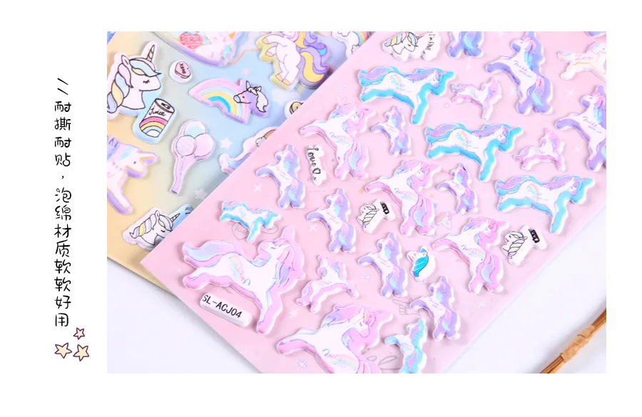 1 компл./лот Kawaii канцелярские наклейки s Единорог пена Наклейка декоративная Мобильная Наклейка s Скрапбукинг DIY ремесло стикер
