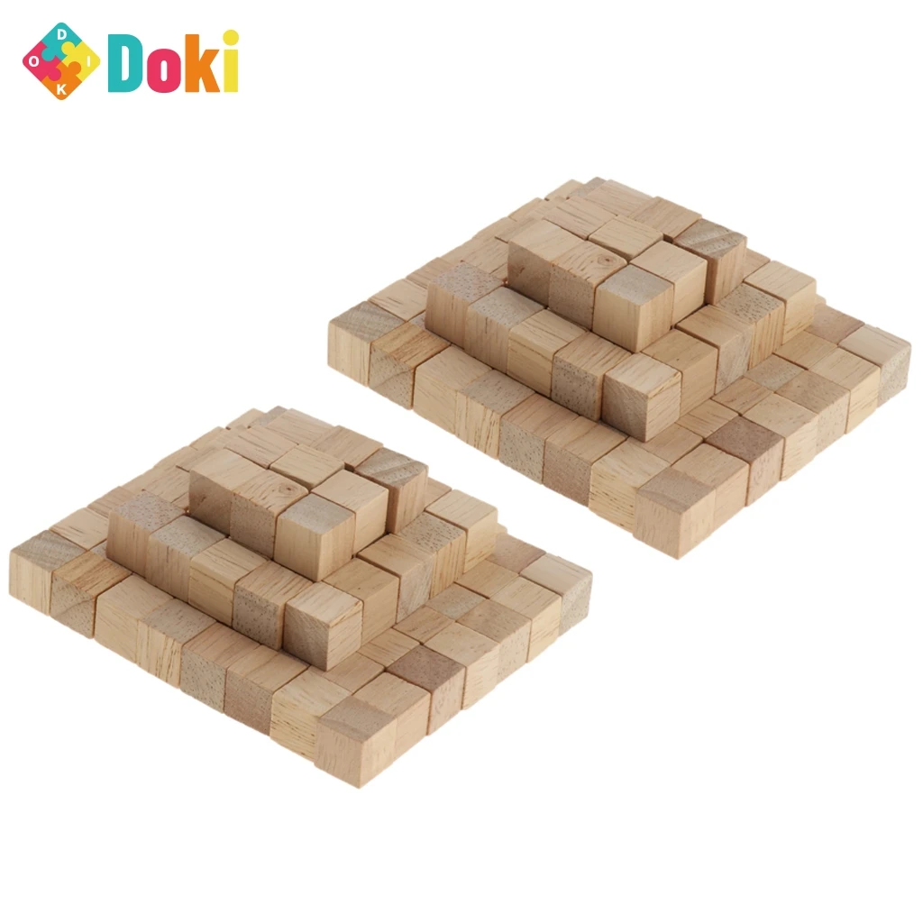 Doki Toy Set Of 100 Wooden Building Bricks Cubes Kids Toy Gift DIY Craft Carving Set For Children 2022 New Popular On Sale diy children s digital number building silicone mold number study play game mold for resin jewelry making craft