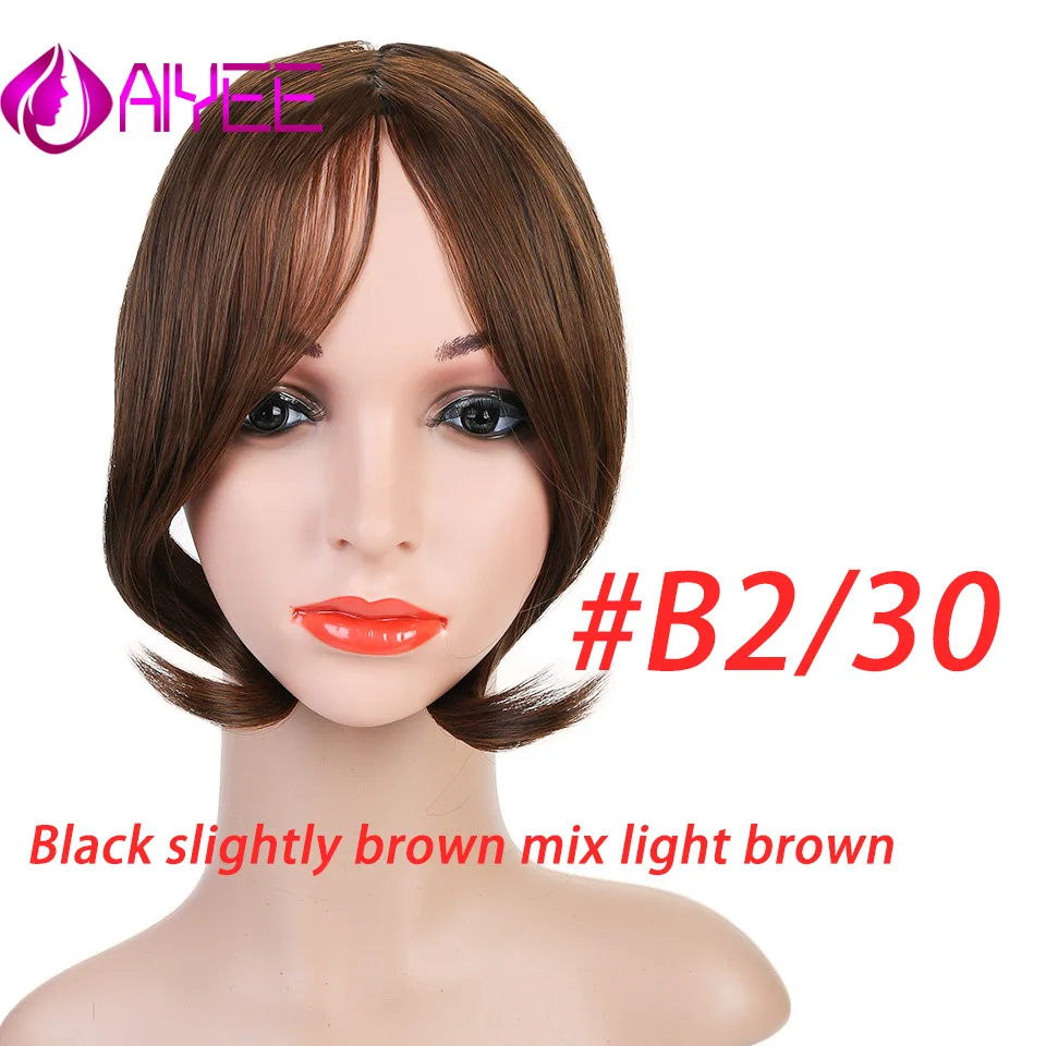AIYEE длинные передние волосы Bang Sid на заколках для волос, бахрома для наращивания, натуральные синтетические челки, накладные волосы, боковая челка - Цвет: 923A-2l30