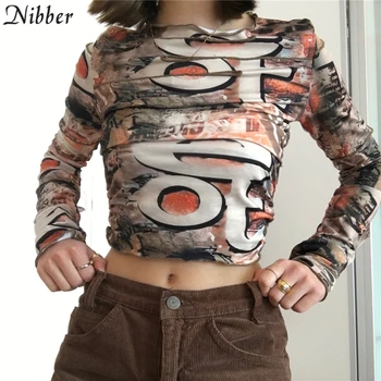 Nibber Punk Y2K Hollow Out Crop Tops Gothic Street Tee shirt For Women s Casual