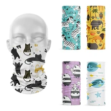 3D Printed Mini Animal Women Summer Headband Outdoor Sports Neck Gaiter Face Head Wrap Wristband Panda Zebra Dolphin Tube Scarf