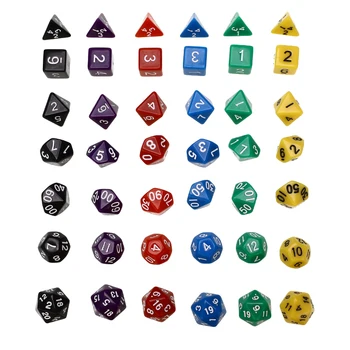 

1.5-2.3cm Polyhedral Color Dice for Table Game D20 D12 D10 D10 D8 D6 D4 Entertainment Dice 7 Pcs/set