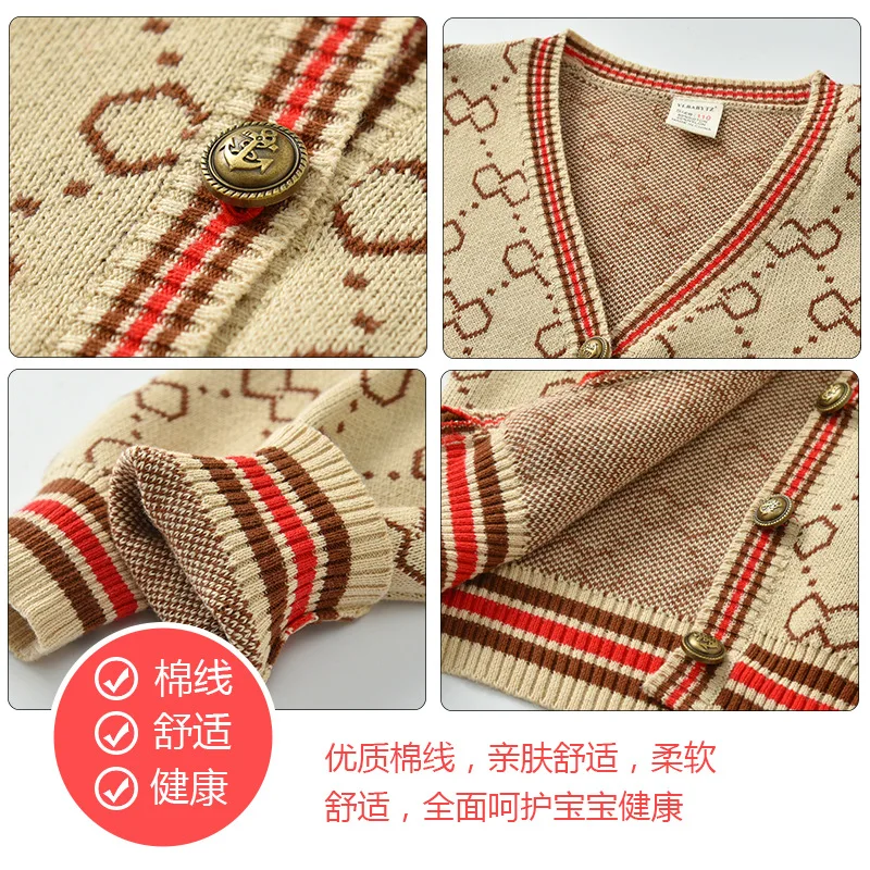 

2019 Autumn New Style Male Baby Fashion Korean-style Knitted Cardigan Children Cotton Cardigan Sweater Coat Fashion