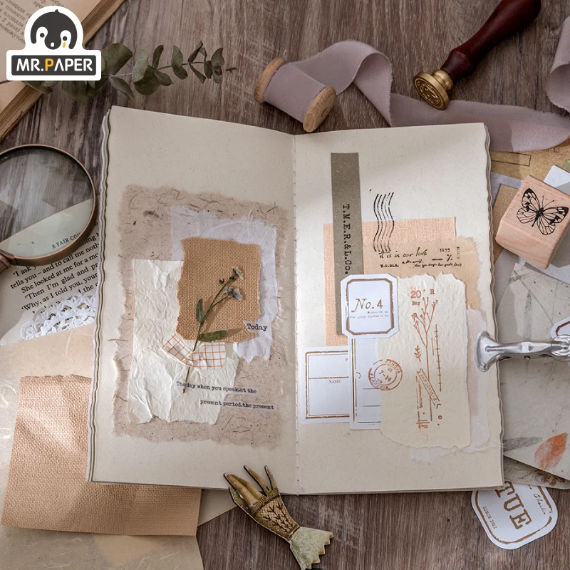 Mr.paper 30 Pcs/bag 4 Designs Vintage Style Paper Tip Temperature Series Creative Stationery Hand Account DIY Material Package