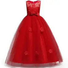 Новые летние платья для девочек вечерние платья для девочек на свадьбу бальное платье с большим бантом для танцев, Disfraces, платья принцессы с цветочным узором для девочек