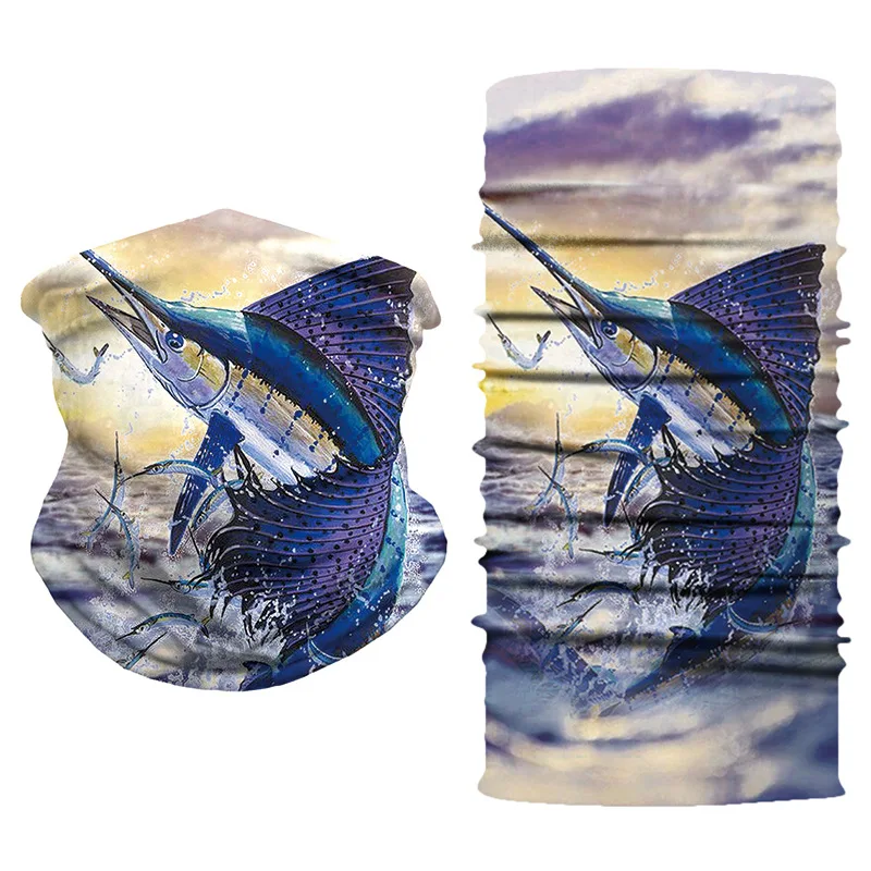 men's scarves 3d Fishing Print Scarf Scarves Dust-Proof Bandana Unisex Outdoor Headband Scarf Neck Windproof Sun Protection Headband 2021 mens head wrap bandana