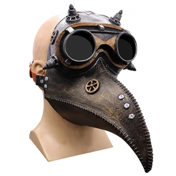 

Funny Medieval Steampunk Beak Mask Plague Doctor Retro Plague Crow Mask Latex Punk Cosplay Adult Halloween Event Cosplay Props