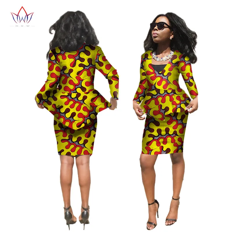 Красивая женская костюмы новая мода африканских печатных воск 2 шт. Комплект топ и юбка увлекательный Дашики комплекты WY812 - Цвет: 20