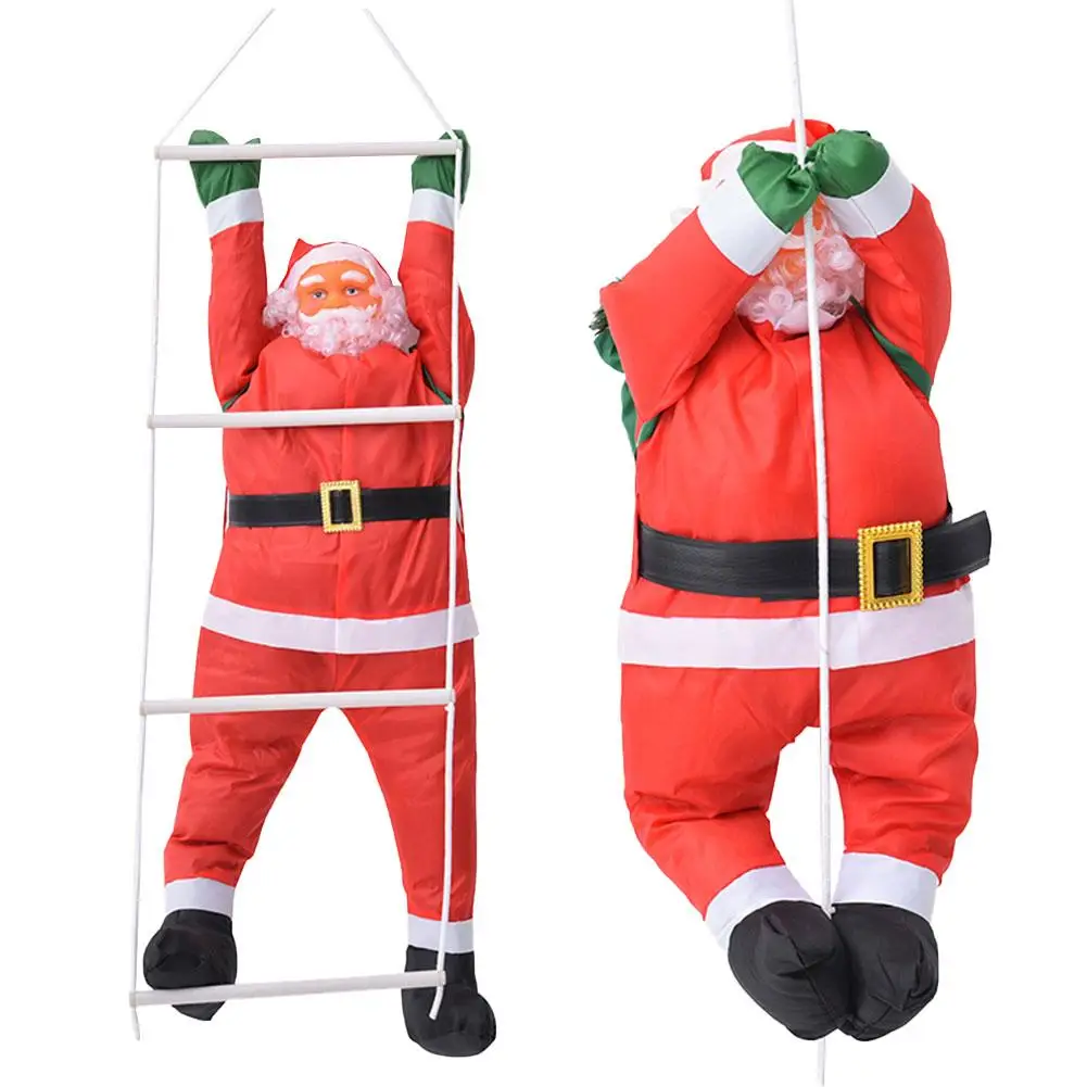 Baratos 60CM climbing rope Ladder Santa Claus decoraciones de Navidad al aire libre colgante de muñeco de Santa Claus decoraciones de Año Nuevo ornamento de la gota
