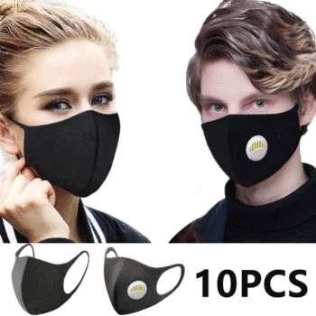 

10PC Breathable Valve Face Mask Anti Dust Fog Masq Adulte Lavable Dustproof Reusable Nose Filter Mascarilla Windproof Mouth Mask