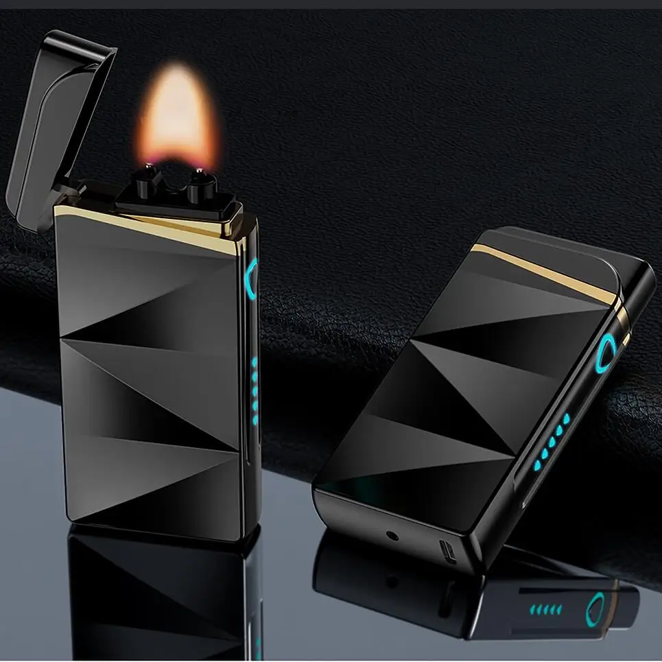 Tanio Elektroniczny USB duży płomień luksusowy lżejszy puls wiatroodporny z sklep