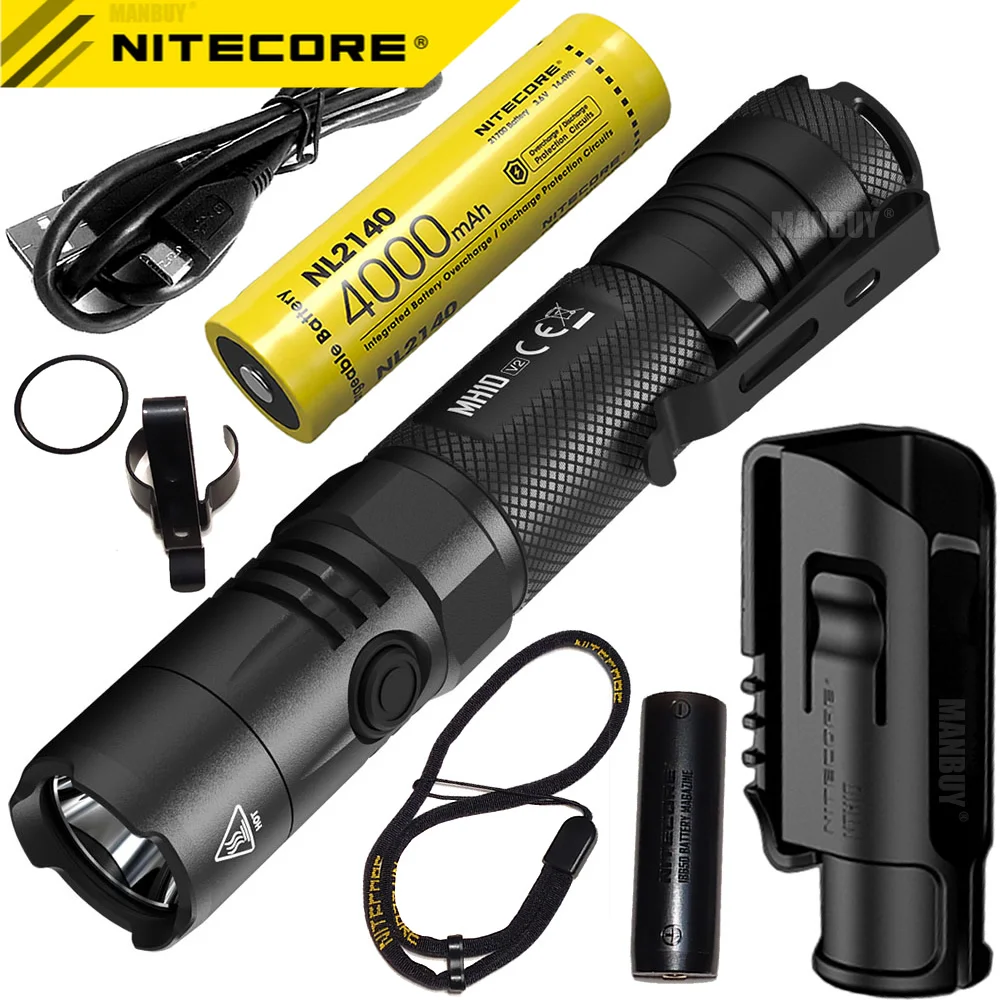 

NITECORE Multitask Hybrid MH10 V2 1200Lumen CREE XP-L2 V6 LED Flashlight Tactical 4000mAh 21700 Battery USB-C Rechargeable Torch