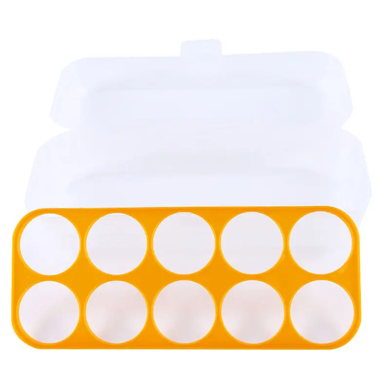 orange Egg Storage Box 10 Grids Single Layer Refrigerator Food Eggs Airtight Plastic Storage Box High Quality Egg Storage Containers - Цвет: orange