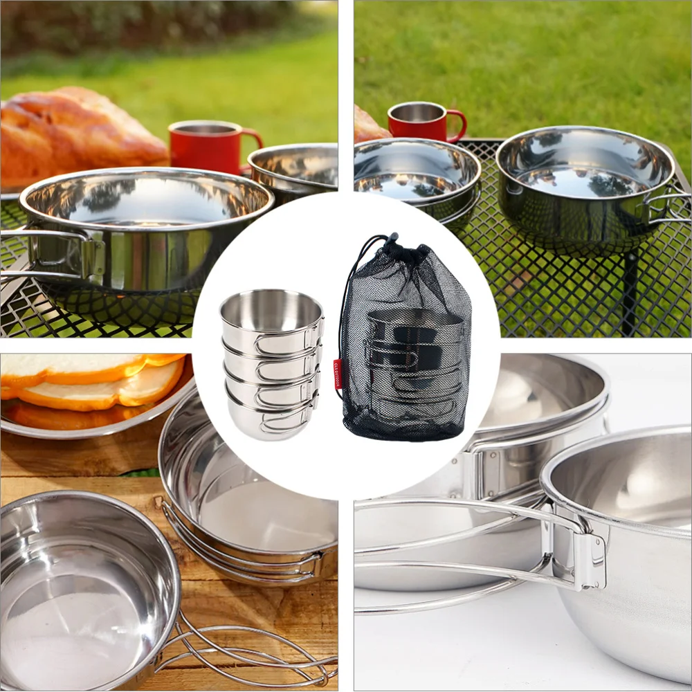 4 шт. мини миска для еды маленькая стальная из Нержавеющей Стали Портативная