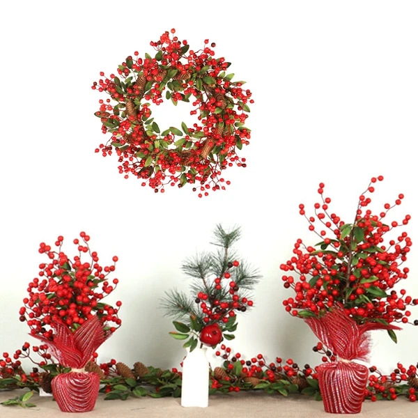 Big Pinecone Rattan Wreath Christmas Wreath Door Decor Window Ornaments 60Cm