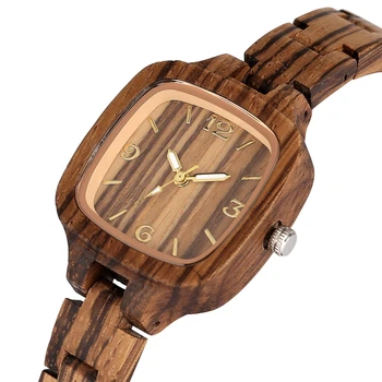 

Minimalist Simple Square Wood Watch Women's Clock Slim Light-ultra Analog Full Bamboo Wooden Bangle Ladies Watches Reloj Mujer