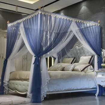 

INS Princess Style Double-Layer Yarn Mosquito Net Red Celebrity Inspired 3-Door Floor-Type European-Style Court Mosquito Net