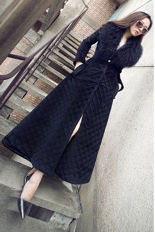 Женская длинная парка с меховым воротником, пальто, темперамент, S-2XL, большие размеры, черный, бежевый цвет, Модная тонкая куртка, feminina JD552