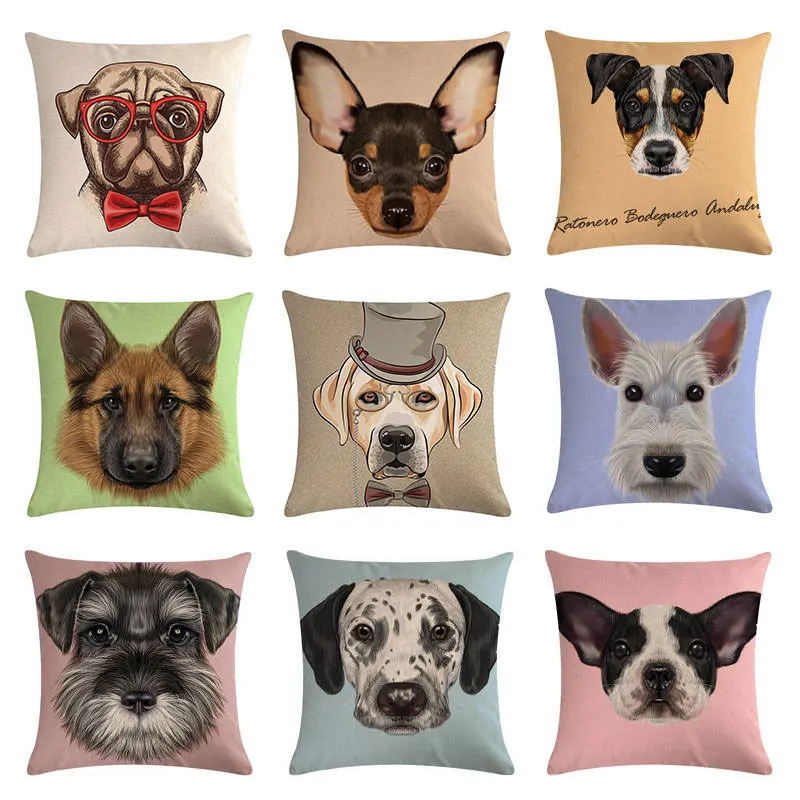45x45cm Bull Terrier Beagle Cushion Covers Boston Terrier Boxer Dog