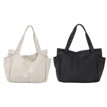 

Canvas Multipocket Zipper Handbags for Students Teachers Girls Handbags Women's Casual Shopping Bags Large Diaper Bag