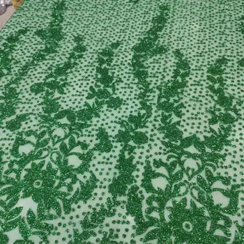 

J OY-31031 newest style new pattern green gluded glitter lace Sequins lace african sequins lace fabric for sexy dress f
