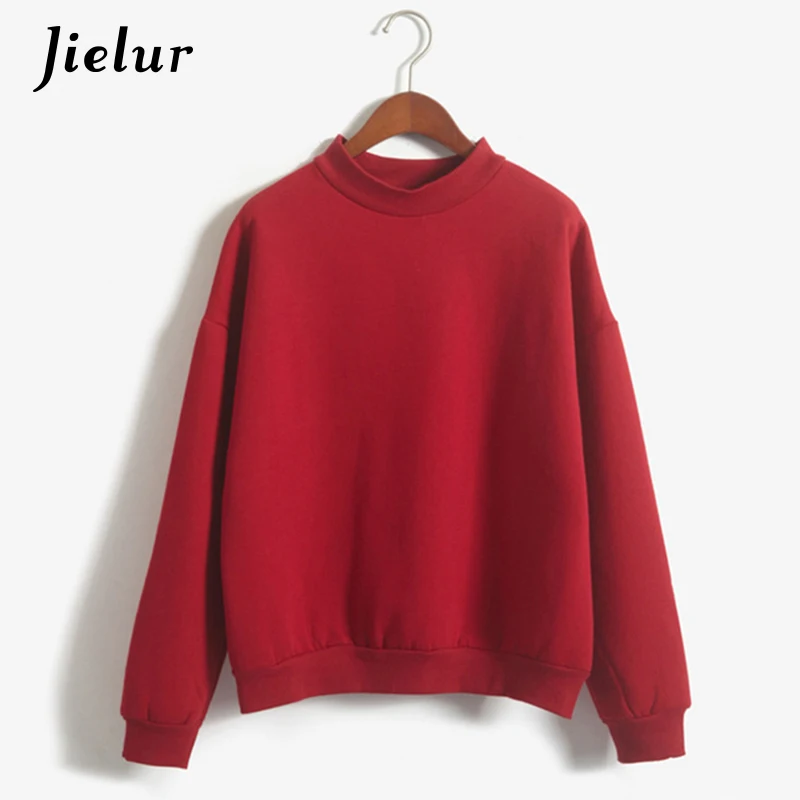 

Jielur Korean Fashion M-XXL Women Hoodies 9 Colors Autumn Winter Pullover Loose Fleece Tracksuit Thick Pure Sweatshirt Female