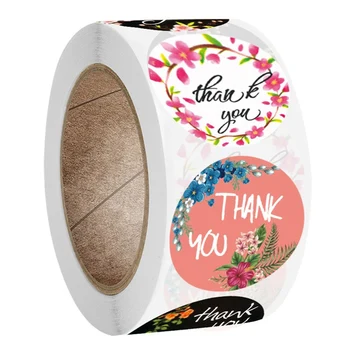 

Volume Round Floral Thank You Sticker Scrapbook Packaging Sealing Label Custom Sticker Decoration Wedding Sticker