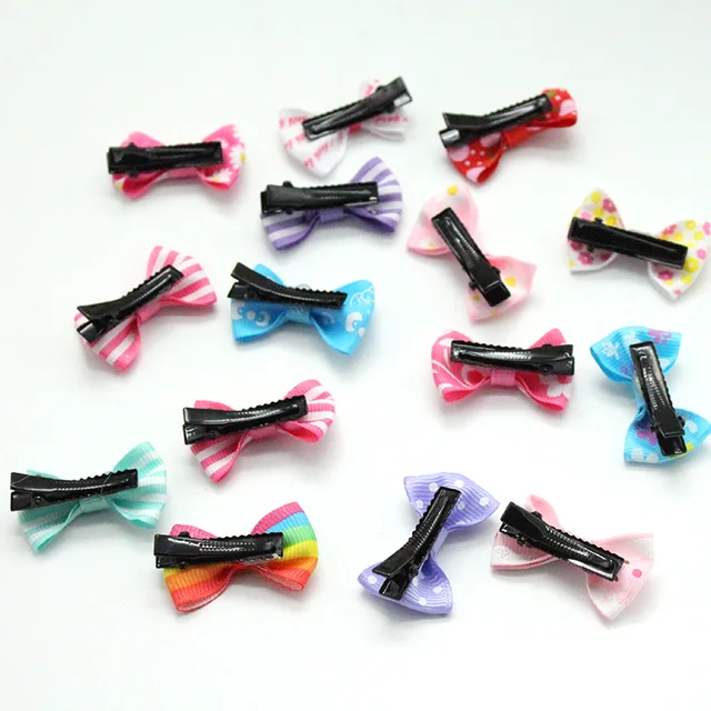 100pcs/ Lot Hair Accessories Small hair clips for girls Mini 3cm Bow Sweet Printing Baby Girl Kids Hairpins Children Barrette 5