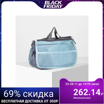 

Travel cosmetic bag with zipper, 3 sections, 10 pockets, color blue