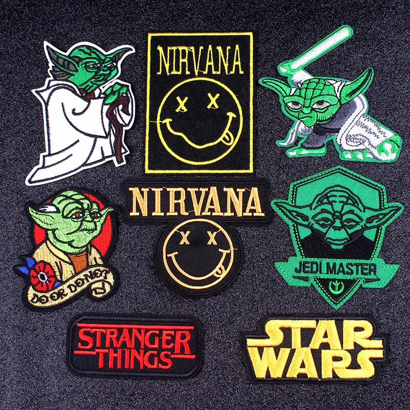 

Pulaqi Nirvana Brand Patch Rock Music Patch DIY Embroidered Patches For Clothing Star Wars Patch Letter Badge Applique Stripes F