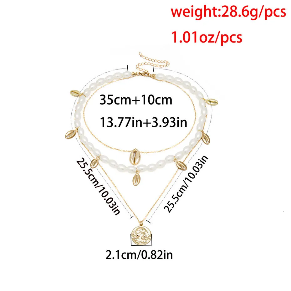 Ingemark, многослойное жемчужное ожерелье-чокер, воротник, бохо, летнее, милое, вырезанное, монета с портретом, подвеска, длинная цепочка, ожерелье