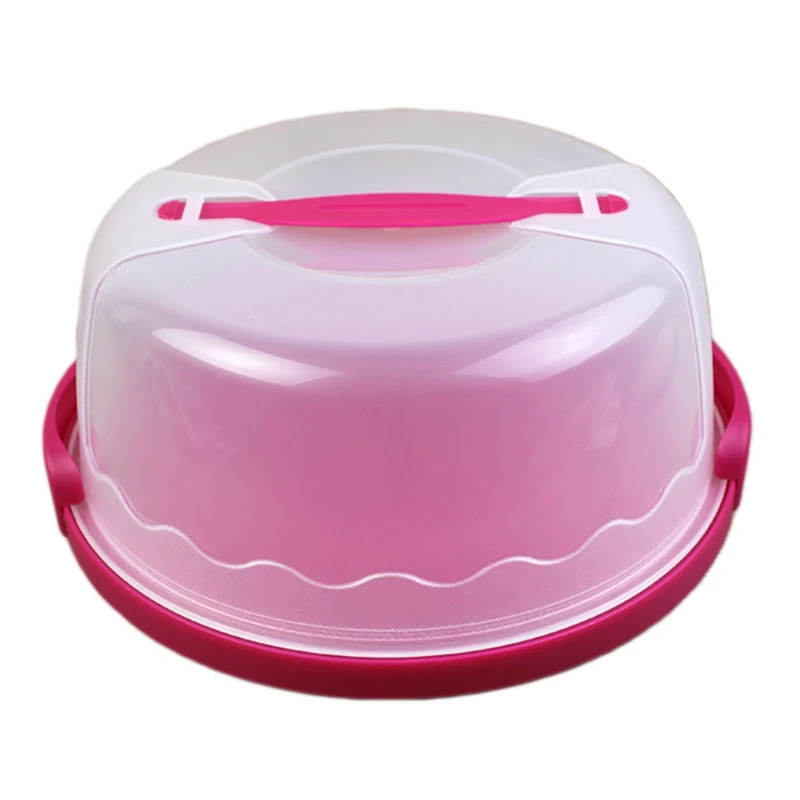 

Round Cake Carrier Handheld Plastic Pastry Storage Holder Dessert Container Cover Case Birthday Wedding Party Supplies Red