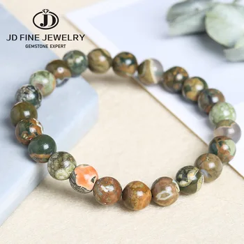 

JD Natural Green Natural Old Kambaba Jasper Stone Beads Bracelet 6/8/10/12mm Beads For Jewelry Making Handmade DIY Aceessories