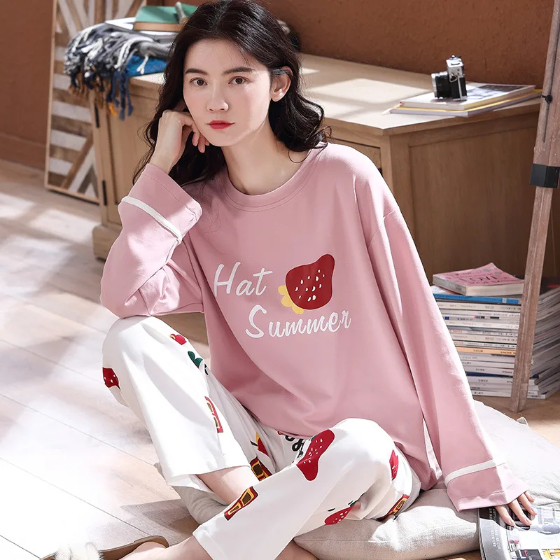 Sleepwear Sets For Women Two Piece Cotton Pajamas Set Pyjamas Lovely Pijama Ladies Cartoon Home Wear Short Nightwear Pjs M-XXL