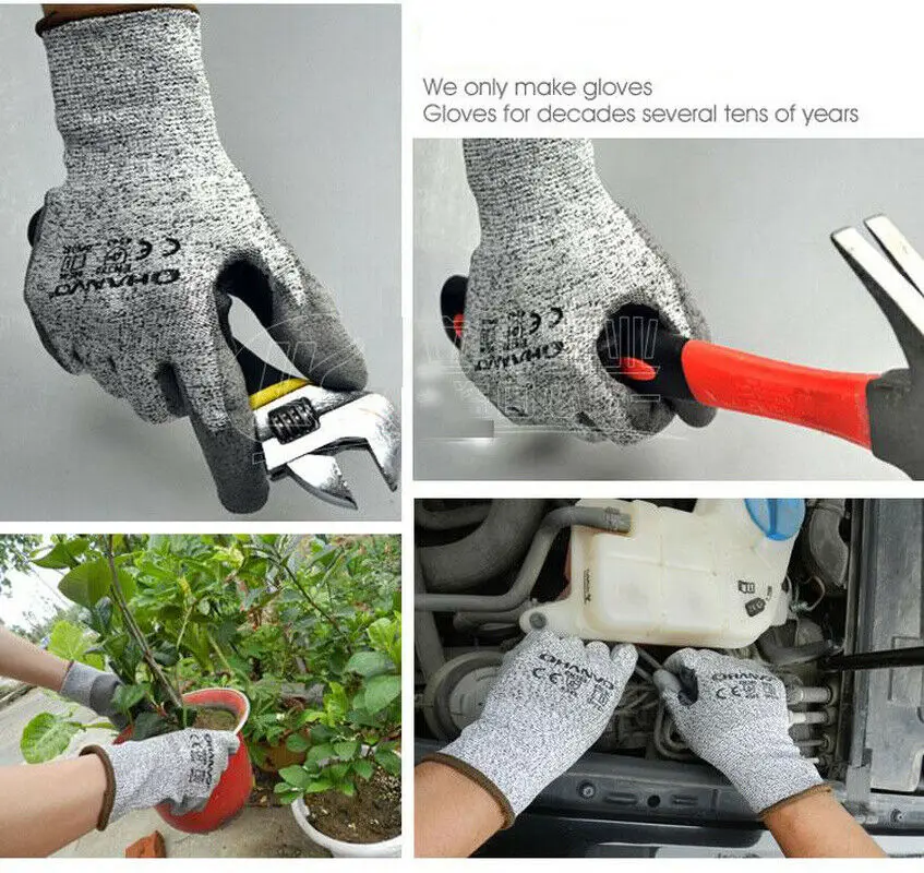Защитные рабочие перчатки с покрытием, устойчивые к порезам, 3 уровня, анти-порезные перчатки, безопасные рабочие перчатки
