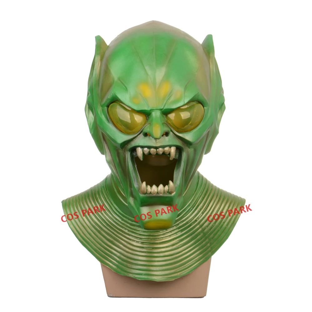 Green Goblin Devil Full Face Mask Halloween Cosplay Party Monster Costume Props Scary Demon Latex Masks New Year Gift for Kids family halloween costumes